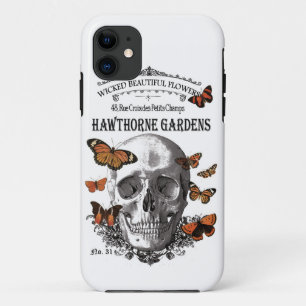 Vintager Halloween-Schädel und Schmetterlinge Case-Mate iPhone Hülle