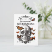 Vintager Halloween-Schädel und Schmetterlinge Postkarte (Stehend Vorderseite)