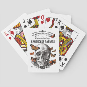 Vintager Halloween-Schädel und Schmetterlinge Spielkarten