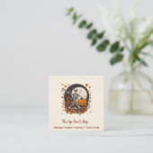 Vintager Halloween-Skeleton-Okkultistshop Quadratische Visitenkarte (Stehend Vorderseite)