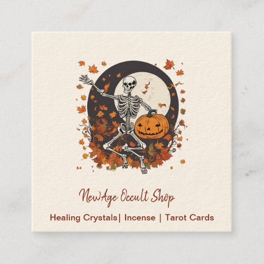 Vintager Halloween-Skeleton-Okkultistshop Quadratische Visitenkarte (Vorderseite)