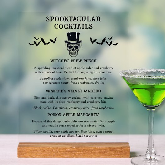 Vintager Halloween Spooktacular Signature Cocktail Acrylschild