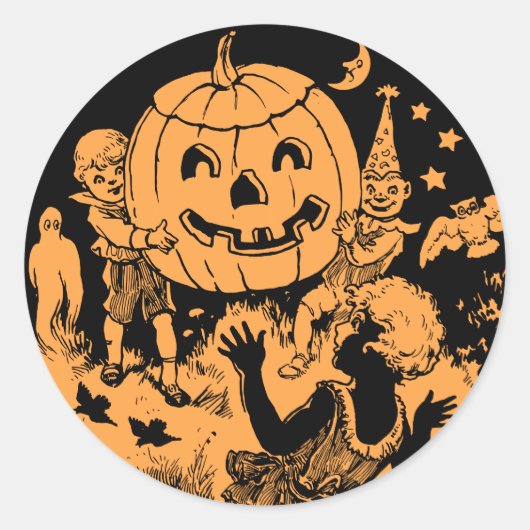 Vintager Halloween-Sticker Runder Aufkleber (Vorderseite)