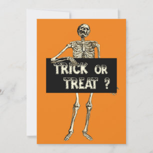 Vintager Halloween Trick oder Treat Skelett Einladung