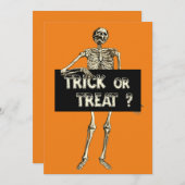 Vintager Halloween Trick oder Treat Skelett Einladung (Vorne/Hinten)