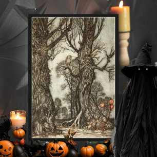 Vintager Halloween-Trick oder Treatenhaus Karte