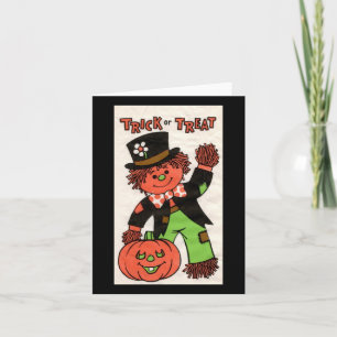 Vintager Halloween-Trick oder Treatspieß Karte