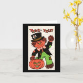 Vintager Halloween-Trick oder Treatspieß Karte (Gelbe Blume)