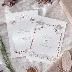 Vintager Hand gezeichneter Weihnachtskranz Feiertagskarte