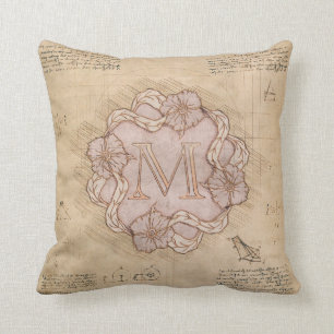 Vintager handgearbeiteter Letter M Word Art Pink G Kissen