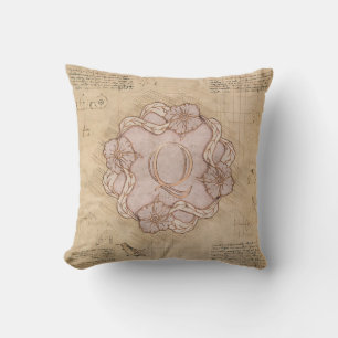 Vintager handgearbeiteter Letter Q Word Art Pink G Kissen