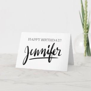 Vintager handgeschriebener Name Jennifer Geburtsta Karte