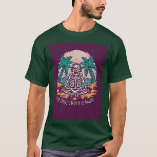 Vintager handgezogener Schädel alte Briefmarke T-Shirt
