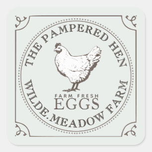 VINTAGER HÄNDLER FRISCHER EGG Blassgrüner Verziert Quadratischer Aufkleber