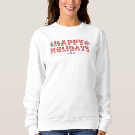 Vintager Happy Holidays in Rosa und Rot Sweatshirt (Vorderseite)