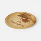 Vintager Happy Thanksgiving Weizenmais Pappteller (Schrägansicht)