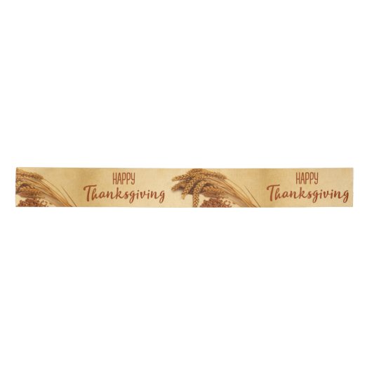 Vintager Happy Thanksgiving Weizenmais Satinband (Vorderseite)