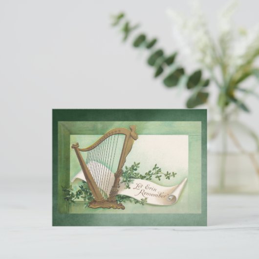 Vintager Harfen-St Patrick Tag Postkarte (Stehend Vorderseite)