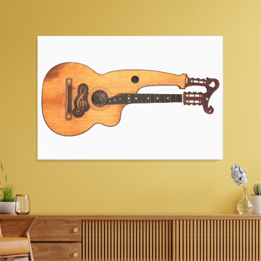 VINTAGER HARP-GITAR 32x48 Leinwanddruck (Insitu (Wohnzimmer))
