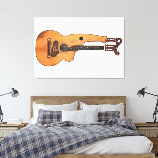 VINTAGER HARP-GITAR 32x48 Leinwanddruck (Insitu (Schlafzimmer))