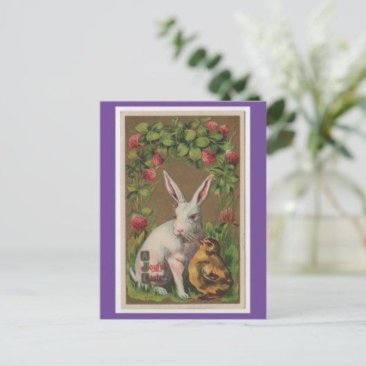 Vintager Hase mit Kick Postcard Postkarte (Stehend Vorderseite)