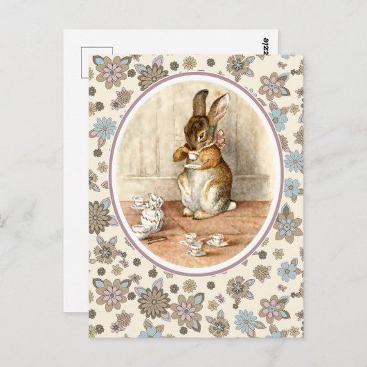 Vintager Hase. Osterpostkarten Postkarte (Vorne/Hinten)