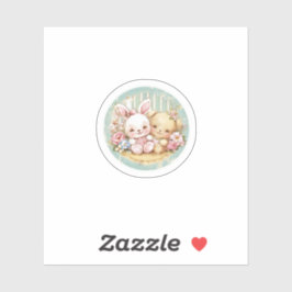 Vintager Hase und Bär Aufkleber