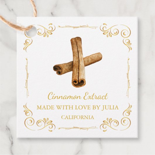 Vintager hausgemachte Cinnamon Extract Square Hang Geschenkanhänger (Vorderseite)