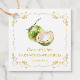 Vintager, hausgemachte Coconut Butter Square Hang  Geschenkanhänger