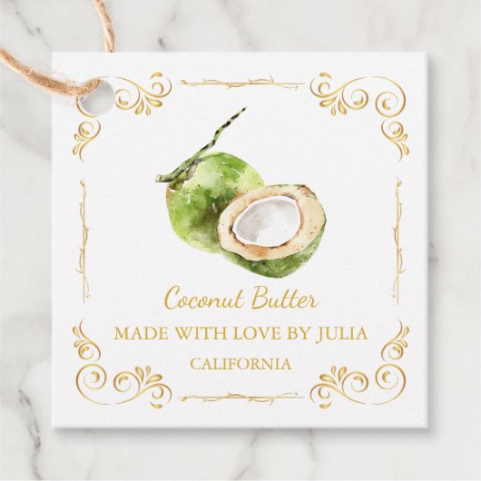 Vintager, hausgemachte Coconut Butter Square Hang Geschenkanhänger (Vorderseite)