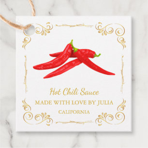 Vintager, hausgemachte Hot Chili Sauce Square Hang Geschenkanhänger