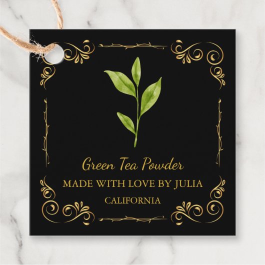 Vintager, hausgemachter Green Tee Powder Square Ha Geschenkanhänger (Vorderseite)