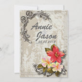 Vintager hawaii Hibiskus Tropische Hochzeit Einladung (Vorderseite)