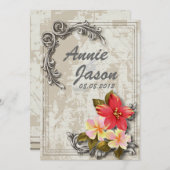 Vintager hawaii Hibiskus Tropische Hochzeit Einladung (Vorne/Hinten)