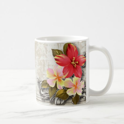 Vintager hawaii Hibiskus Tropische Hochzeit Kaffeetasse (Rechts)