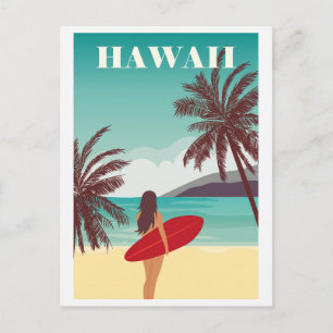 Vintager Hawaii Ocean Beach Surfschule Postkarte