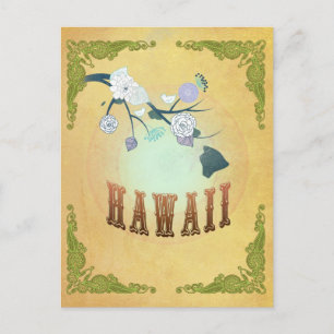 Vintager Hawaii Staat Karte - Passion Frucht gelb