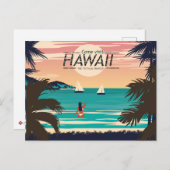Vintager Hawaii-Strand bei Sunset Postcard Postkarte (Vorne/Hinten)