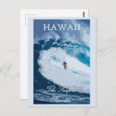 Vintager Hawaii Surfbrett Postkarte (Vorne/Hinten)