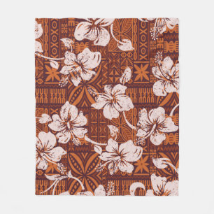 Vintager hawaiianischer Hibiskus-Blume Fleecedecke