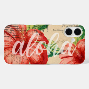 Vintager hawaiianischer Hibiskus Postkarte iPhone 16 Plus Hülle
