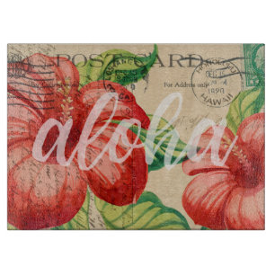 Vintager hawaiianischer Hibiskus Postkarte Schneidebrett