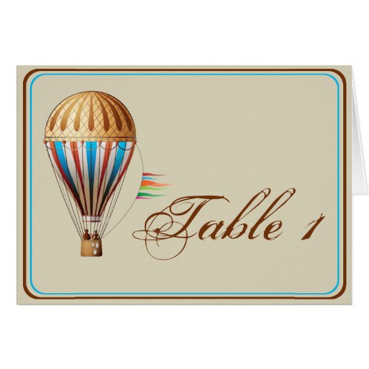 Vintager Heißluft-Ballon-Wedding Tischnummer (Vorderseite (Horizontal))