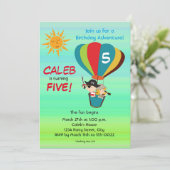 Vintager Heißluftballon Abenteuer Kindergeburtstag Einladung (Stehend Vorderseite)