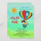 Vintager Heißluftballon Abenteuer Kindergeburtstag Einladung (Vorne/Hinten)