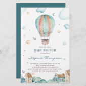 Vintager Heißluftballon Baby Brunch Einladung (Vorne/Hinten)