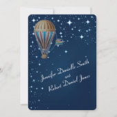 Vintager Heißluftballon bei Nachthochzeit Einladung (Vorderseite)