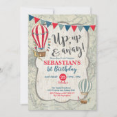 Vintager Heißluftballon Erlebnis 1. Geburtstag Einladung (Vorderseite)