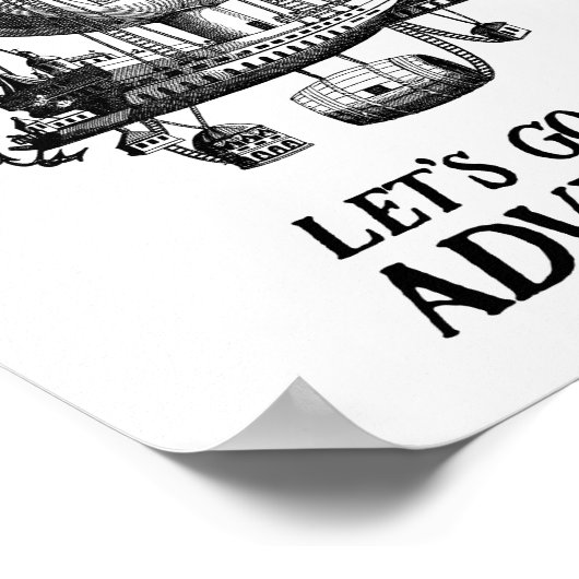 Vintager Heißluftballon Erlebnisposter Poster (Ecke)