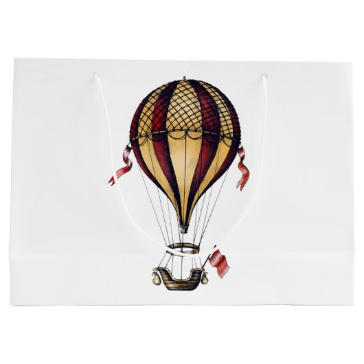 Vintager Heißluftballon Große Geschenktüte (Rückseite)